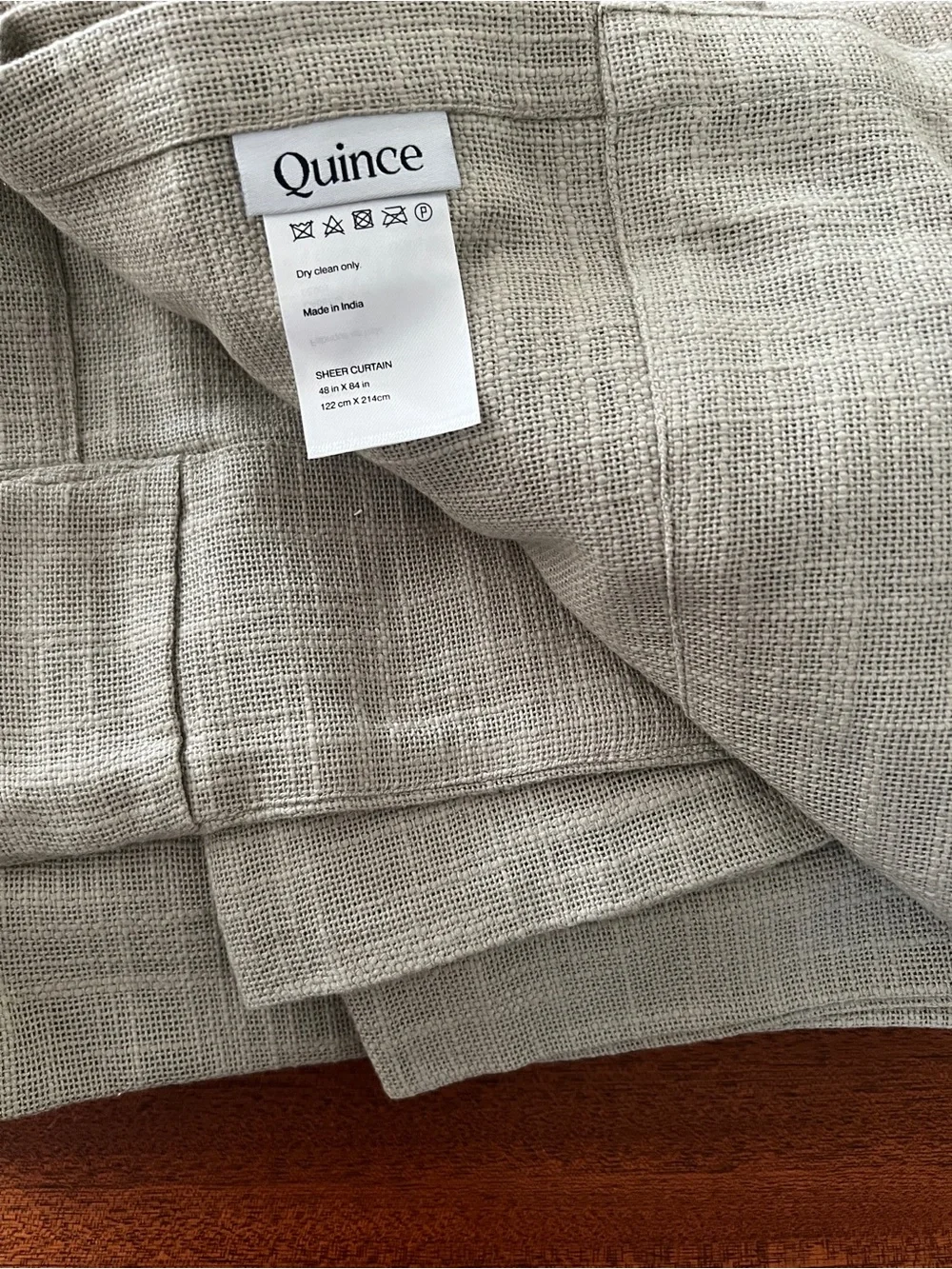 Quince Sheer Curtain Panel Set in flax- 48x84
